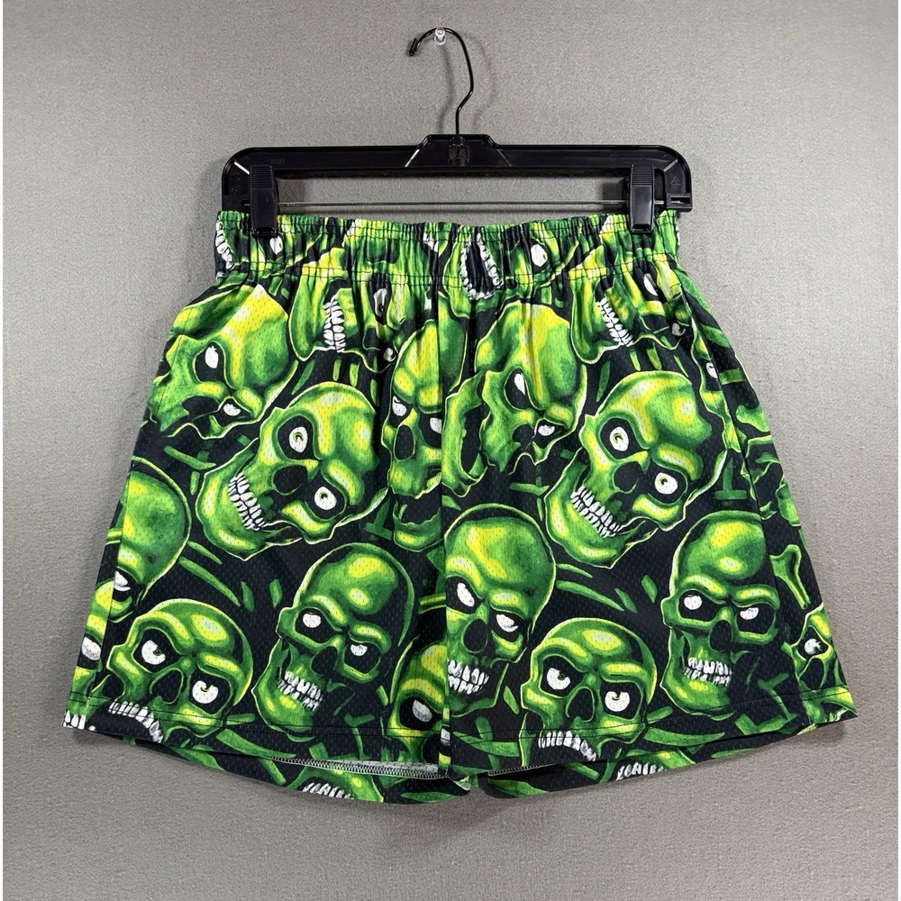 Bravest Studios Green Skull Pile Mesh Shorts Size Medium Brand New Three 6 Mafia